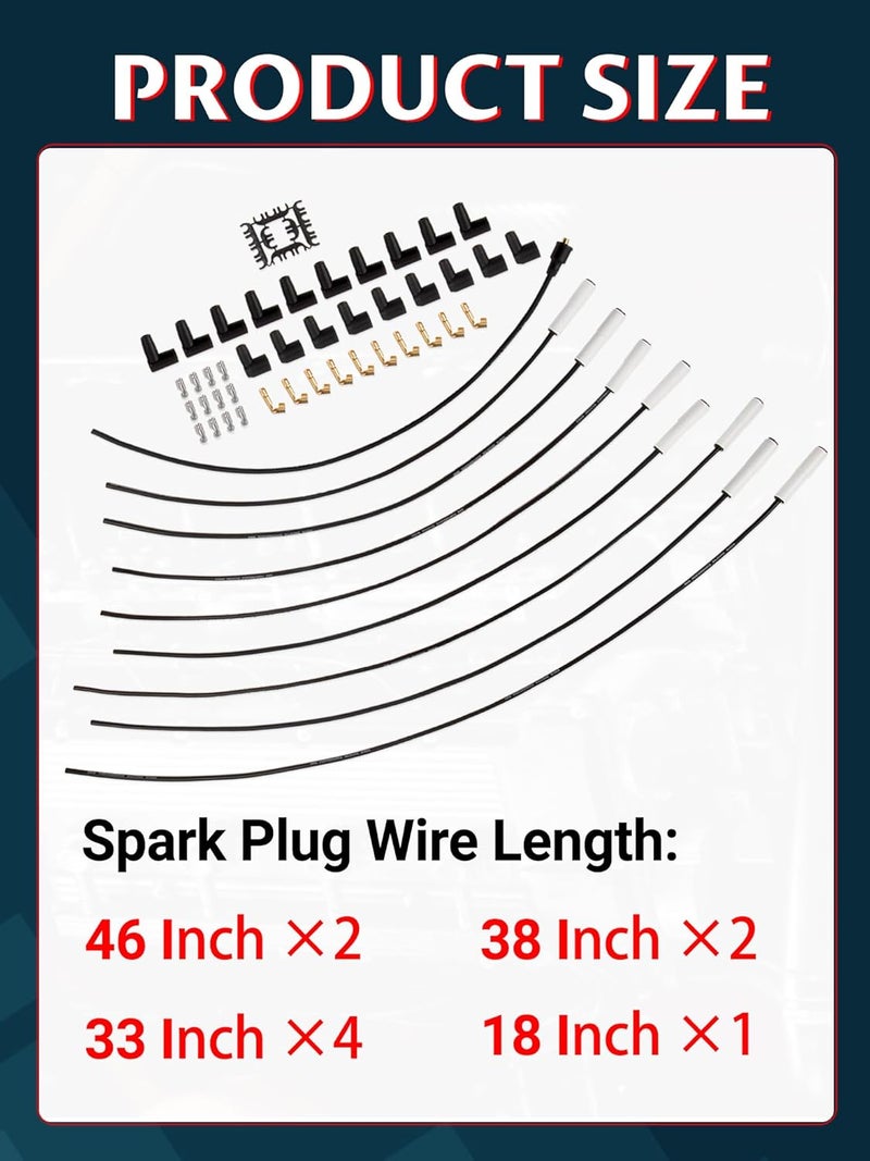Ntoauto Universal 9000C Extreme 9000 Spark Plug Wire Set 8mm, 180 Degree White Ceramic Boots - Image 2